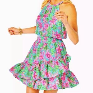 Lilly Pulitzer Pamelyn Dress Surf Blue Co Shellegant NWT Size 2